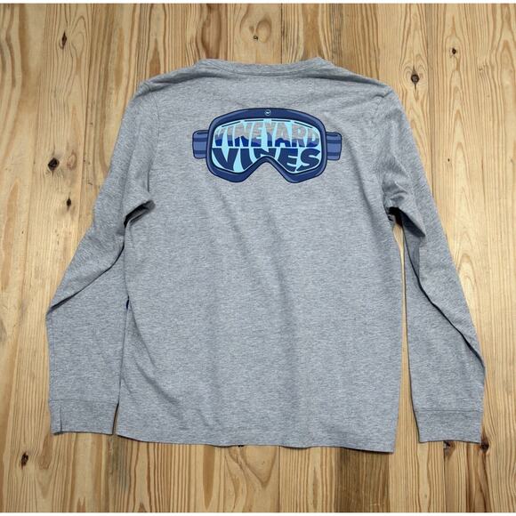 Vineyard Vines Ski Goggle Long Sleeve T Shirt Gray Youth Size Large - Picture 2 of 7